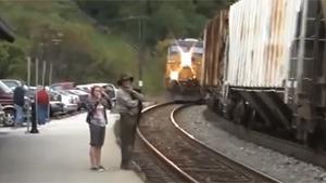 Guy Almost Hit By Train