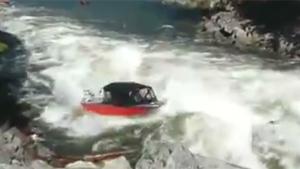 Boat Goes Against Strong Current