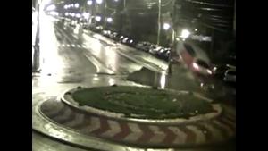 Car Goes Airborne On Roundabout