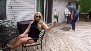 Popping Champagne Bottle With Golf Ball