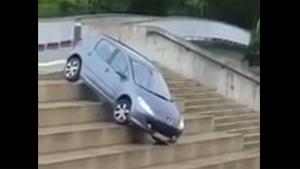 Female Driver Takes Short Cut