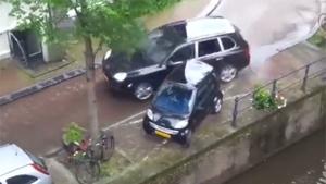 Car Ends In Water After Powerslide
