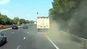 Truck Crashes After Tyre Explodes