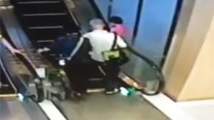 Old Couple Tries Escalator For The First Time