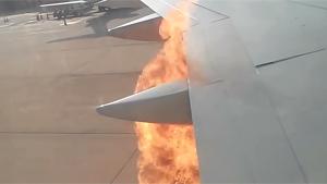 Plane Engine Caught Fire