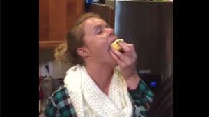 Blonde Swallowing A Pack Of Butter