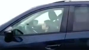Kid Driving His Mothers Car On Highway