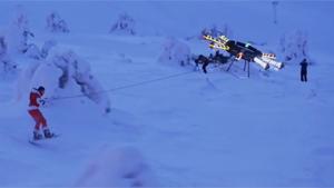 Snowboarding Behind Powerful Drone