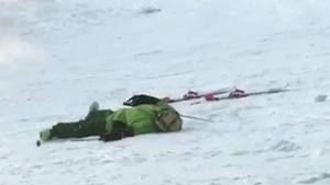 Drunk Skier Falls To Put Skis Back On