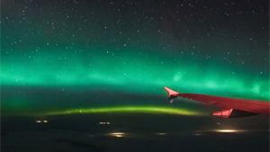 Aurora Borrealis On Plane Flight