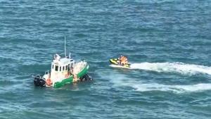 Jet Skiers Almost Run Over By Cruise Boat