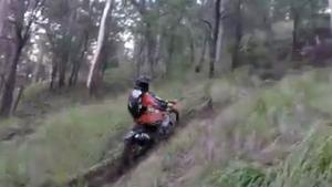 Guy Knocked Off Dirt Bike By Rock