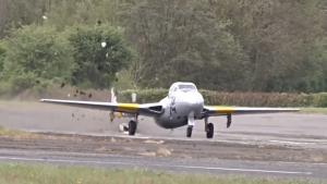 Small Jet Plane Rips Runway Apart