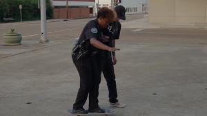 Skateboard Lessons For Police Woman