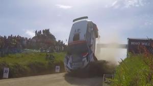 Rally Car Goes Head Over Heals