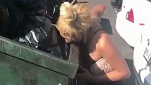Girl Licking Dumpster For Cash