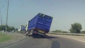 Speeding Truck Rolls Over