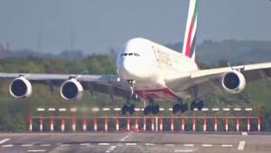 Airbus A380 Landing With Heavy Cross Winds