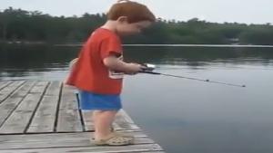 Kid Catches Fish Immediately
