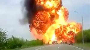 Huge Explosion On Russian Highway