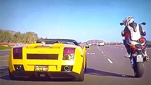 Overtaking Lamborghini With Wheelie