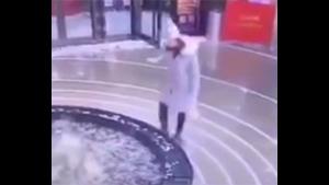 Texting Woman Falls In Fountain