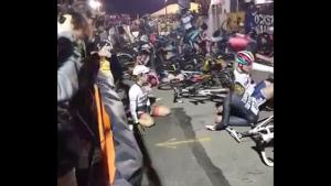 Massive Pile Up Of Cyclists