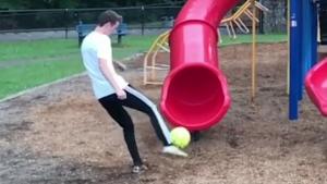 Trick With Kids Slide Works Out Fine