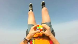 Solving Rubik's Cube During Skydive