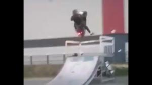 Scooter Stunt In Skate Park Goes Bad