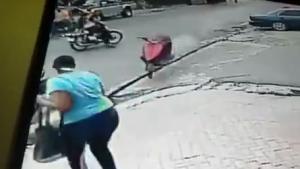Rogue Scooter Takes Out Lady